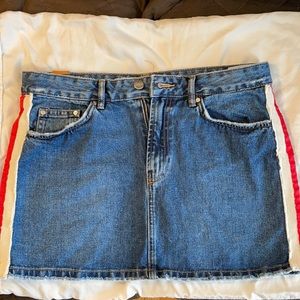 Authentic denim by TRF - denim mini skirt with red and white striped detail